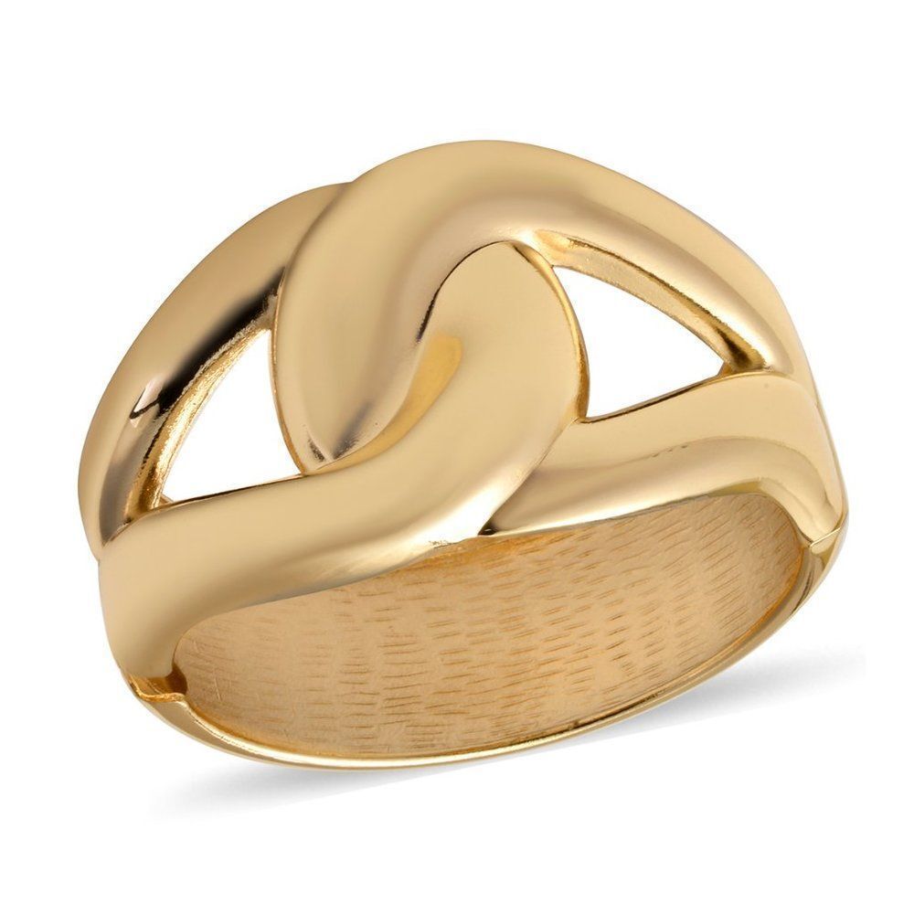 Link Style Fancy Bangle Bracelet in Goldtone (6.75 In)
